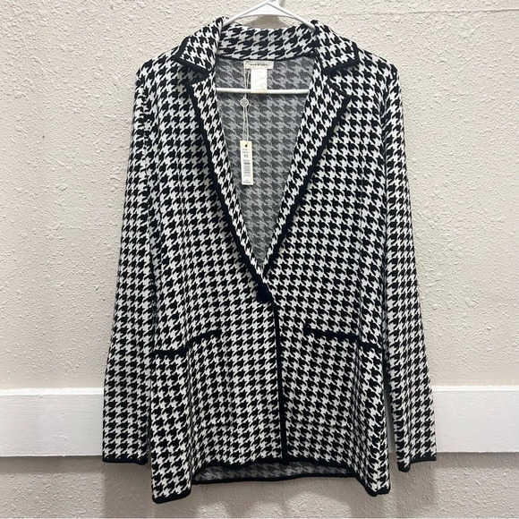Max Studio Houndstooth Black and White Sweater Blazer/Jacket - Picture 1 of 7